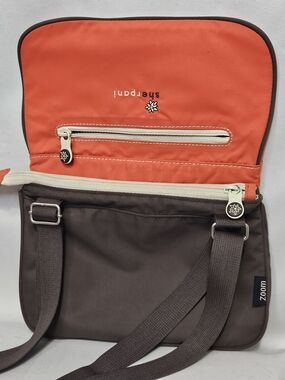 Sherpani Orange Cream Brown Crossbody RFID Travel Messenger Bag